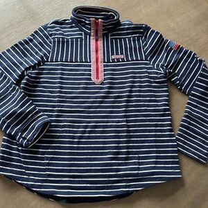 Vineyard Vines Navy and white Striped Quarter-Zip